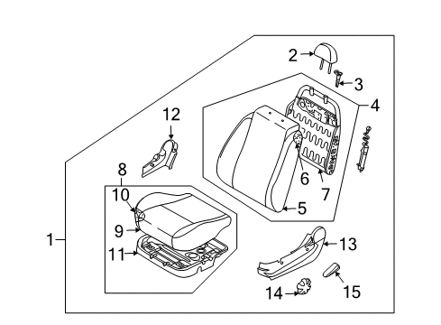 2004 Chevrolet Aveo Front Seat Components Cushion Asm, Front Seat Diagram for 96460982