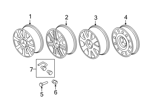 2008 Ford Taurus Wheels Wheel, Alloy Diagram for 8G1Z-1007-B