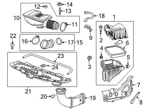 2019 GMC Sierra 1500 Air Intake Rear Weatherstrip Diagram for 23377085