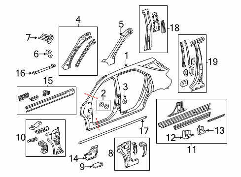 2010 Chevrolet Equinox Center Pillar, Hinge Pillar, Rocker, Uniside Lower Weatherstrip Diagram for 15914596