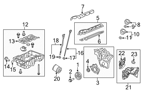 2010 GMC Terrain Engine Parts, Mounts, Cylinder Head & Valves, Camshaft & Timing, Variable Valve Timing, Oil Pan, Balance Shafts, Crankshaft & Bearings, Pistons, Rings & Bearings Filler Cap Diagram for 12631205