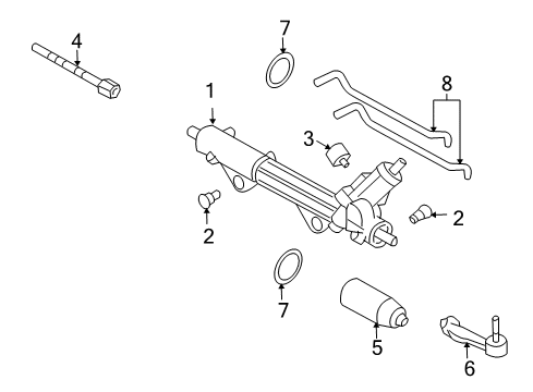 2005 Ford Thunderbird Steering Column & Wheel, Steering Gear & Linkage Gear Assembly Diagram for 5W6Z-3504-A