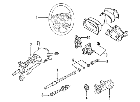 2008 Cadillac STS Steering Column, Steering Wheel Steering Column Diagram for 15834427