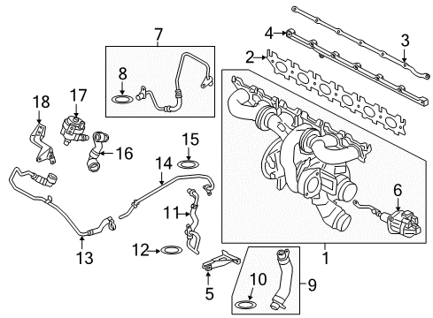 2018 BMW 540i Exhaust Manifold Exhaust Manifold Diagram for 11628600288