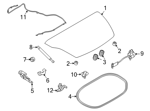 2017 Nissan 370Z Trunk WEATHERSTRIP-Trunk Lid Diagram for 84830-1ET0B