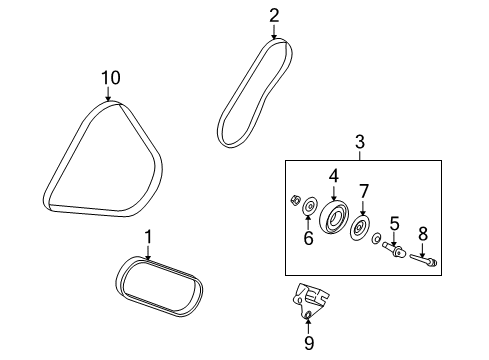 2010 Kia Soul Belts & Pulleys V-Ribbed Belt Compatible Diagram for 252122B000