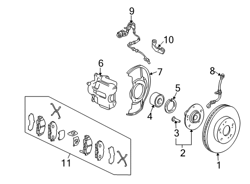 2003 Honda Element Front Brakes Sensor Assembly, Right Front Diagram for 57450-SCV-A01