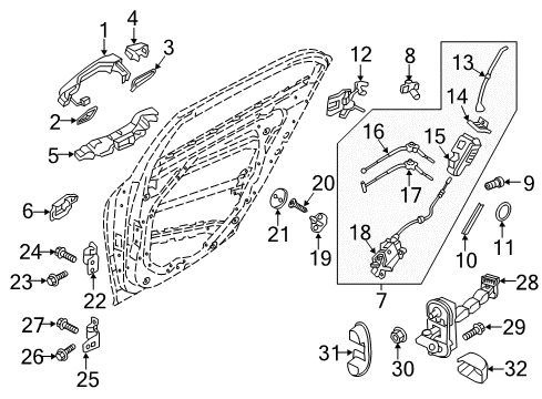 2017 Genesis G90 Rear Door - Lock & Hardware Plug Diagram for 17313-30000