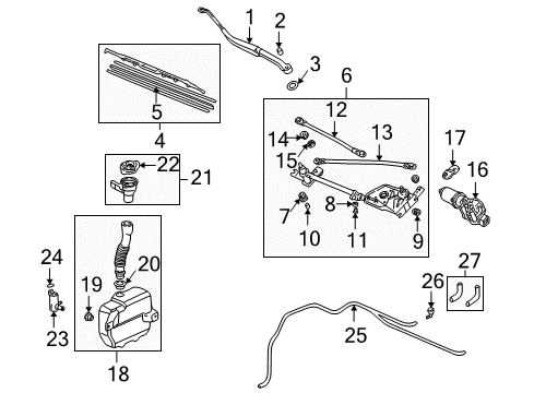 2001 Acura CL Wiper & Washer Components Rubber, Mounting Diagram for 76516-S84-A01