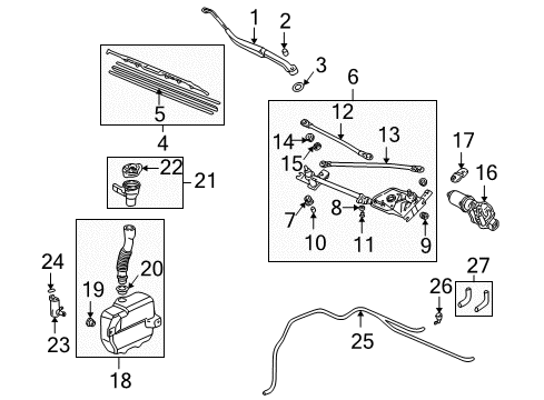 2001 Acura CL Wiper & Washer Components Cap Unit, Mouth Diagram for 76802-SV1-004