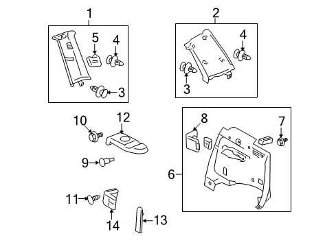 Diagram for 2007 Toyota Highlander Interior Trim - Quarter Panels 