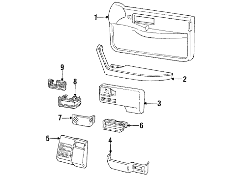 1986 Pontiac Grand Am Interior Trim - Front Door Armrest Asm-Front Door *Graphite Diagram for 20632925