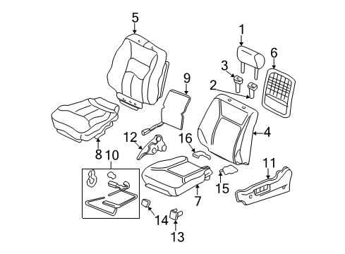 1997 Acura RL Heated Seats Pad & Frame, Left Front Seat Cushion Diagram for 81532-SZ3-A62