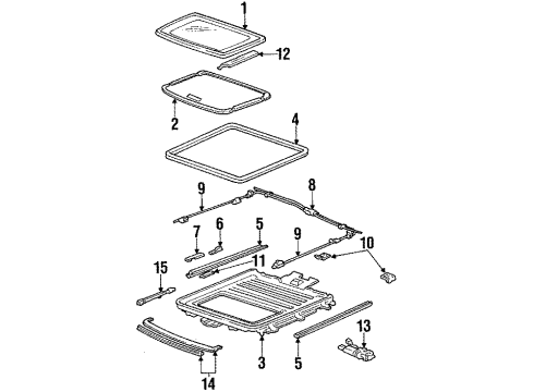 1988 Acura Legend Sunroof Motor Assembly, Sunroof Diagram for 70450-SG0-S01