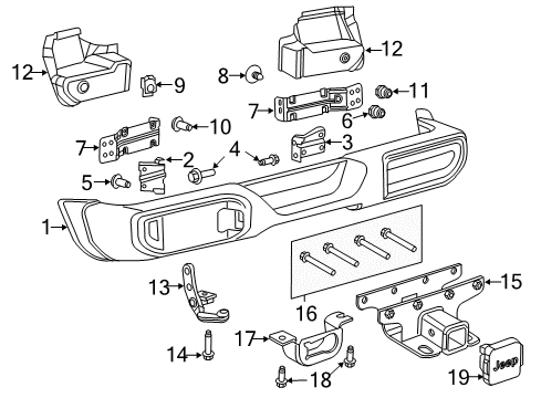 2020 Jeep Wrangler Bumper & Components, Trailer Hitch Components Bolt-HEXAGON FLANGE Head Diagram for 6507649AA