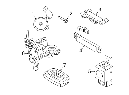 2020 Hyundai Tucson Keyless Entry Components Smart Remote Key Diagram for 95440-D3510