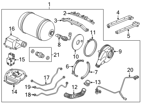 2015 Honda Civic Fuel System Components Tank Assembly, Cng Diagram for 17490-TR5-A00