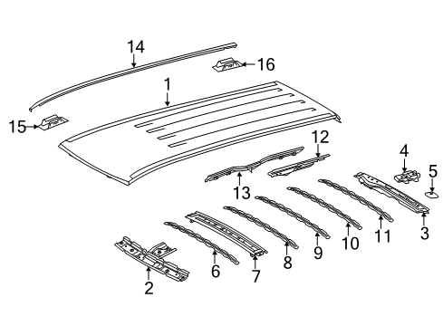 2013 Toyota Sienna Roof & Components, Exterior Trim Roof Panel Diagram for 63111-08060