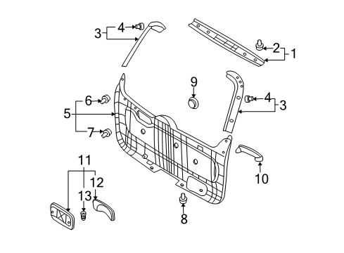 2008 Kia Sedona Interior Trim - Lift Gate FASTENER Diagram for KKY0668865BQW