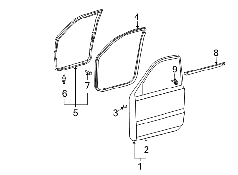 2009 Lexus GX470 Front Door Weatherstrip, Front Door Opening Trim, LH Diagram for 62312-60110-B0