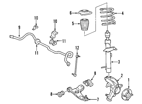 2005 Mercury Montego Front Suspension Components, Lower Control Arm, Stabilizer Bar Strut Diagram for 7G1Z-18124-AL