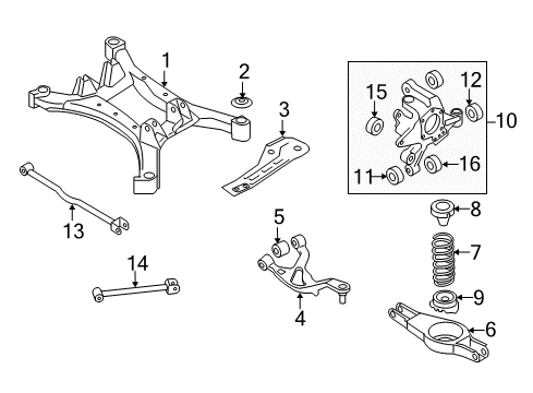 2011 Nissan Altima Rear Suspension Components, Lower Control Arm, Upper Control Arm, Stabilizer Bar Bush Radius Diagram for 55157-ZX00B