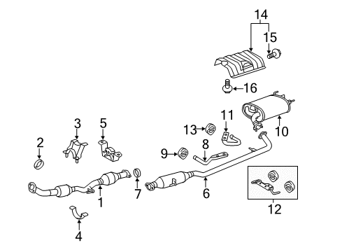 2007 Toyota Camry Exhaust Components Front Pipe Front Bracket Diagram for 17571-0H010