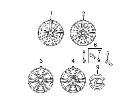 2006 Lexus ES330 Wheels, Covers & Trim Cap, Tire Valve Diagram for 90942-05029