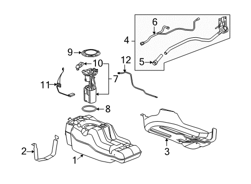 2010 Hummer H3T Fuel System Components Level Sensor Diagram for 13578394