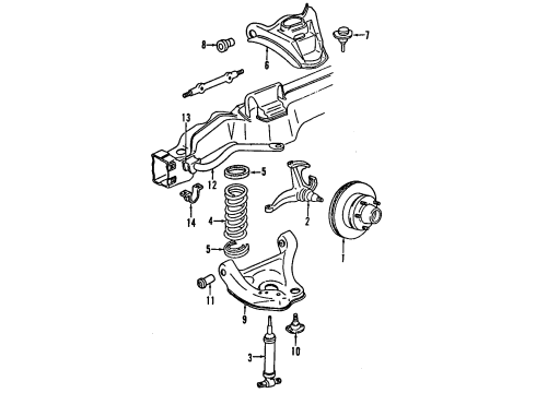 2006 Chevrolet Trailblazer Front Suspension Components, Lower Control Arm, Upper Control Arm, Stabilizer Bar Front Shock Absorber Assembly Diagram for 15195074