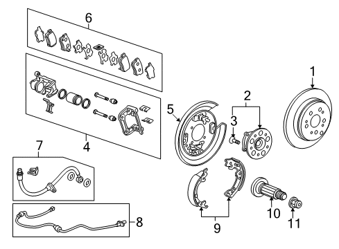 2010 Acura RDX Rear Brakes Hose Set, Right Rear Brake Diagram for 01466-STK-A00