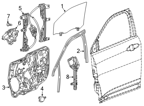 2021 Jeep Compass Front Door W/STRIP-Door Glass Diagram for 68242108AE