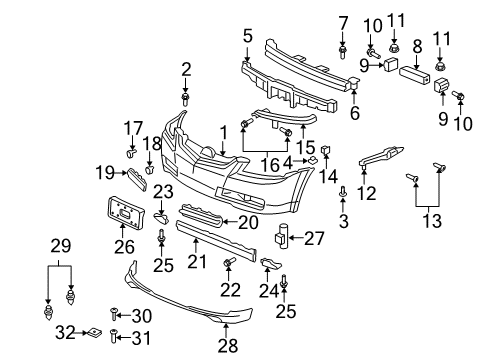 2004 Acura TL Automatic Temperature Controls Plug, Front Bumper (Nighthawk Black Pearl) Diagram for 71146-SEP-A00ZB