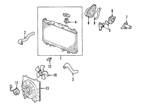 2004 Honda CR-V Cooling System, Radiator, Water Pump, Cooling Fan Fan, Cooling Diagram for 19020-PNL-G01