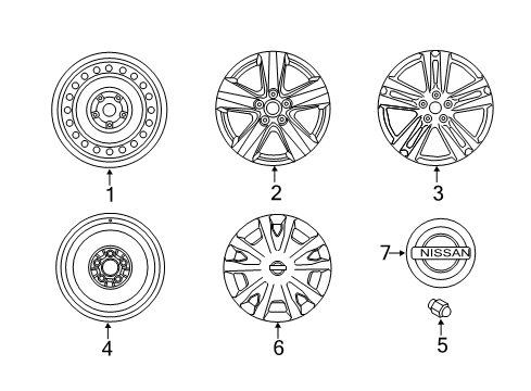 2016 Nissan Quest Wheels, Covers & Trim Aluminum Wheel Diagram for D0C00-3GP0A