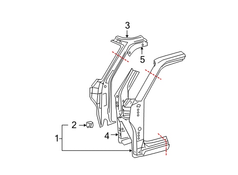 2005 Scion xB Hinge Pillar Upper Extension Diagram for 61147-52010