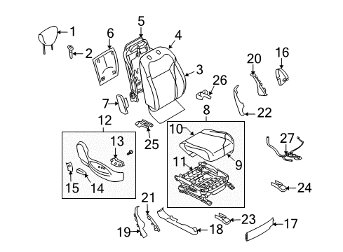 2012 Infiniti FX35 Passenger Seat Components Cushion Assy-Front Seat Diagram for 87300-1CJ8A