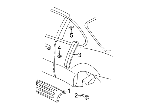 2001 Pontiac Grand Am Exterior Trim - Quarter Panel Molding Asm, Quarter Panel Center (Paint To Match) Diagram for 12365275