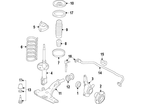 2005 Hyundai Tucson Front Suspension Components, Lower Control Arm, Stabilizer Bar Bar Assembly-Front Stabilizer Diagram for 54810-1F000