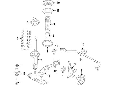 2005 Hyundai Tucson Front Suspension Components, Lower Control Arm, Stabilizer Bar STRUT Assembly-Front RH Diagram for 546612E500