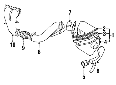 1994 Nissan Maxima Air Intake Body Assembly-Air Cleaner Diagram for 16528-85E00