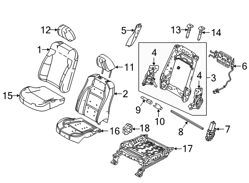 2015 Ford Special Service Police Sedan Passenger Seat Components Seat Cushion Pad Diagram for DG1Z-54632A22-E