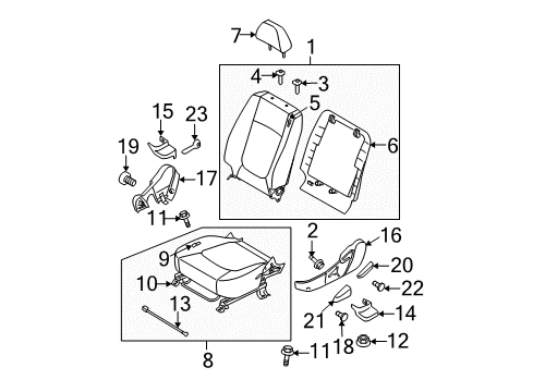 2005 Kia Spectra Front Seat Components Back Assembly-Front Seat LH Diagram for 883012F720275