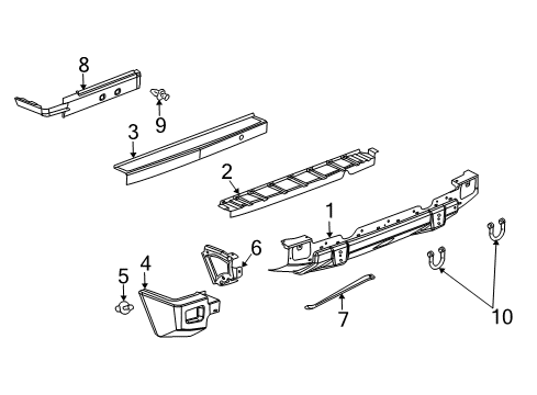 2006 Hummer H2 Rear Bumper Impact Bar Diagram for 88980629