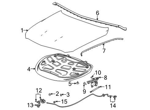 2020 Cadillac CT5 Hood & Components Latch Diagram for 84826360