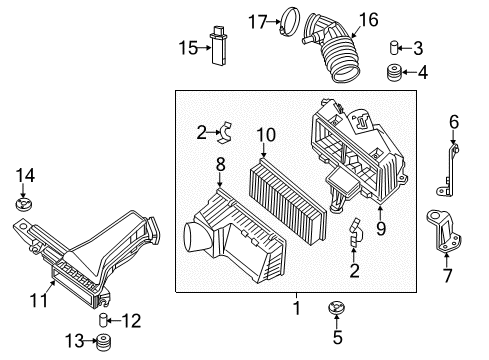 2015 Nissan Pathfinder Powertrain Control Body Assembly-Air Cleaner Diagram for 16528-3JA0A