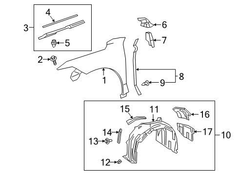 2020 Toyota Avalon Fender & Components Fender Liner Rear Cover Diagram for 53888-07020