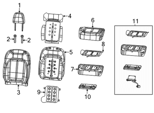 2021 Jeep Grand Cherokee L Heated Seats Foam-Seat Cushion Diagram for 68376093AC