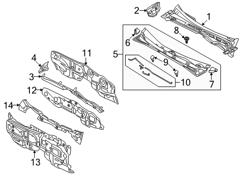 2009 Kia Borrego Cowl Panel Assembly-Dash, Lower Diagram for 643002J100