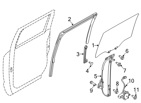 2019 Nissan Titan Rear Door Glass Run-Rear Door Window, LH Diagram for 82331-EZ02A